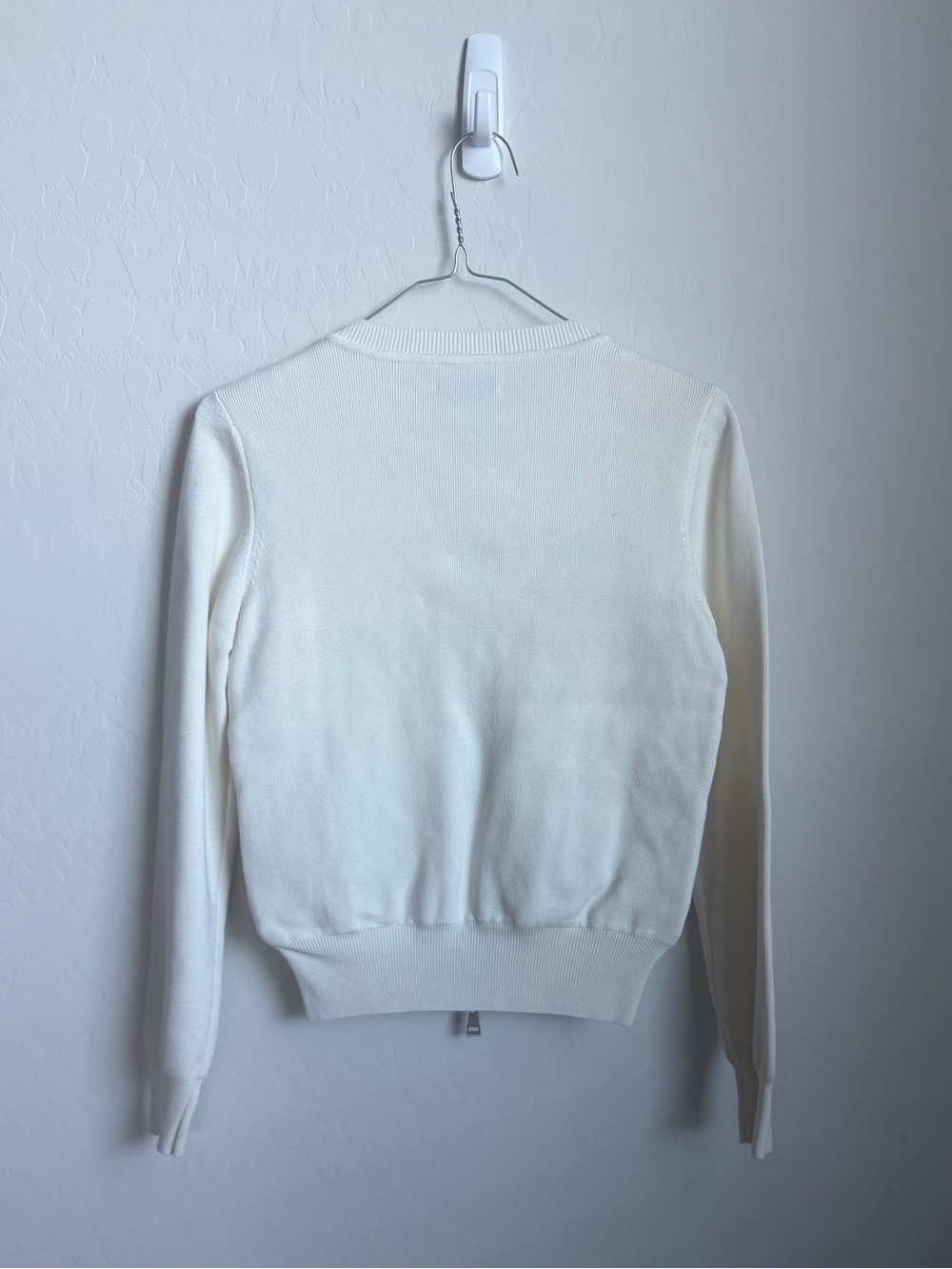 Moncler White 'Cobalt Giubbotto' Wool Knit & Down Natural Cardigan Sz. 1 - Picture 5 of 10